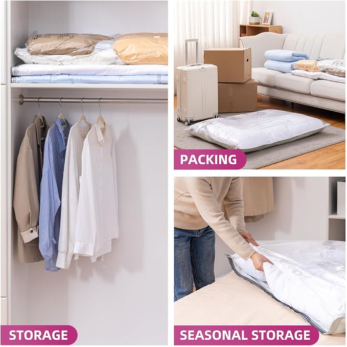 TAILI 8 Pack Vacuum Storage Bags, XXL Jumbo, Cream | Vacuum Seal Bags - Image 7