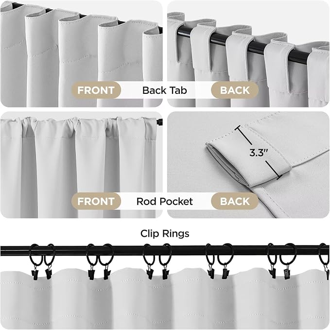 Joydeco 108 Inch 60% Blackout White Curtains 2 Panels, Elegant Soft Sheer - Image 3