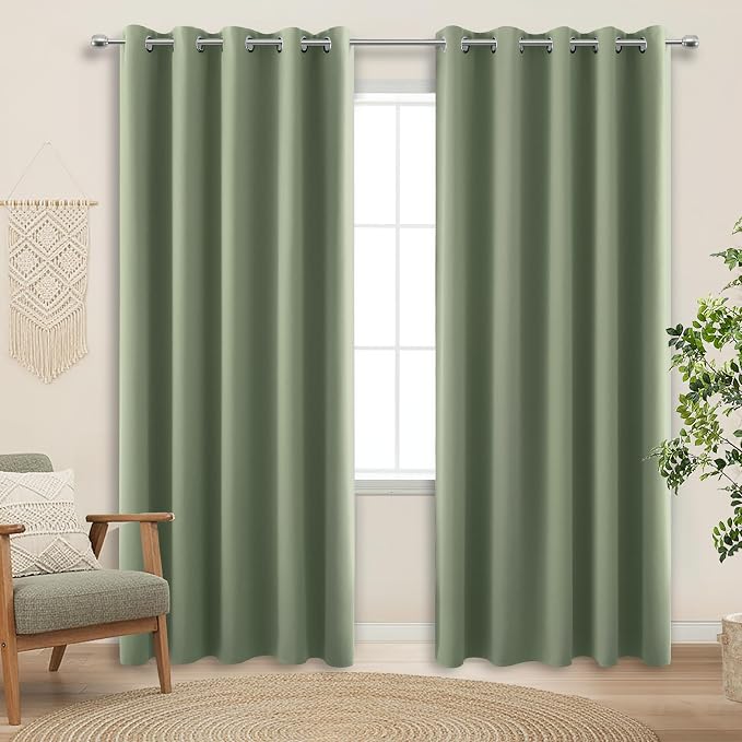 KOUFALL Sage Green Blackout Curtains 72 inches Wide by KOUFALL