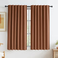 Terracotta Boho Linen Blackout Curtains 63 Inch Length by KEQIAOSUOCAI