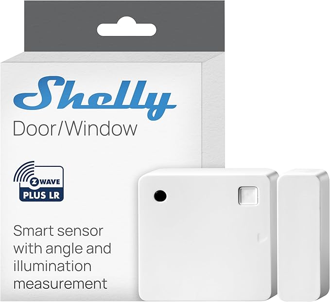 Shelly Wave Door/Window White, Z-Wave Long Range Operated Sensor, Home Automation, Compatible with Alexa, Google Home, SmartThings & Home Assistant, Bulletproof Security, Lux & Tilt Angle Measurement