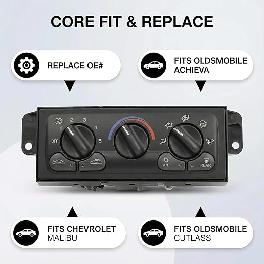 599-213 A/C Control Switch Air Conditioning Climate Control Module, Front Climate Control Module Panel for for 1997-2005 Chevrolet Malibu, 1997-1998 Oldsmobile Achieva, 1997-1999 Oldsmobile Cutlass