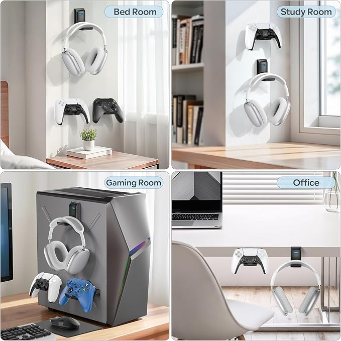 OIVO Controller & Headset Wall Mount Holder Stand, Foldable Headphone Stand, Gaming Controller Holder Hanger Hook, Universal Storage Organizer Controller/Earphone/Game Accessories-7 Packs