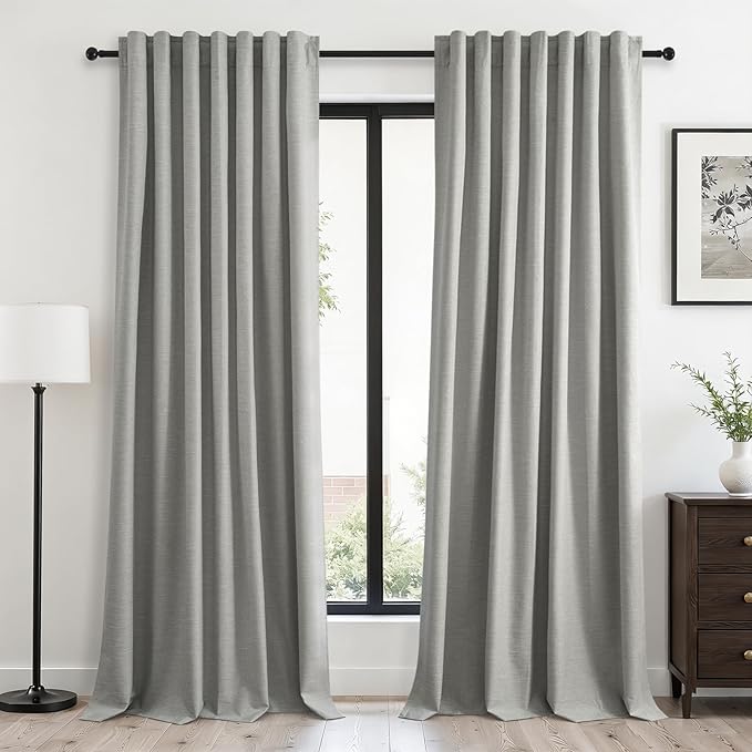 Topfinel 102 Inches Long Linen Blackout Curtains by Topfinel