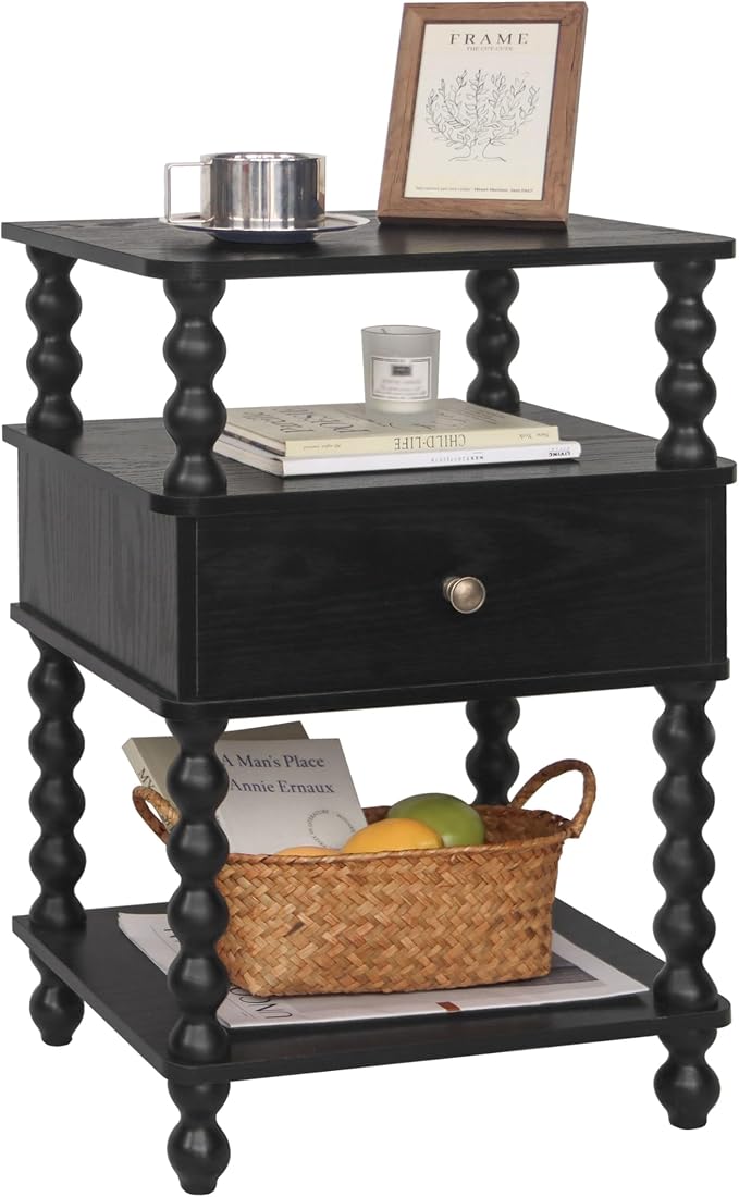 AWASEN Black Nightstand, Bed Side Table Bedroom - Image 8