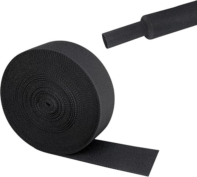 Sonoreboom 2 in 1 Heat Shrink Braided Sleeving Fabric Tubing-Ideal fit Irregular Shape Hose/Cable/Wire (1-1/8"(29mm), 14FT)