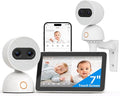 Simsky Split Screen Video Baby Monitor with Cameras, Dual 4MP Cameras with 6X Zoom, 7" UHD Touch Screen Portable Audio Baby Monitor 32GB Local Storage