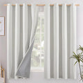 YoungsTex Ivory Linen Blackout Curtains 63 Inch Length, Thermal Insulated Black by YoungsTex