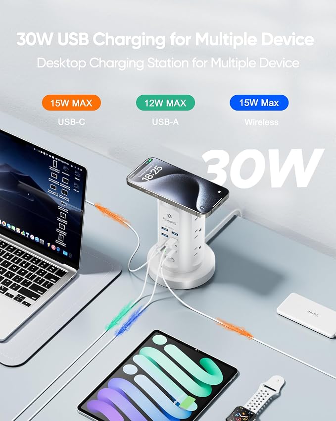 Kakyanill 30W USB Charging Station, Power Strip Tower - Image 4
