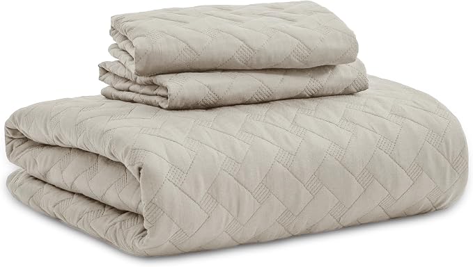 Bedsure Quilts Queen Size, Lightweight Comforter Set, Light Beige Bedspread | - Image 8