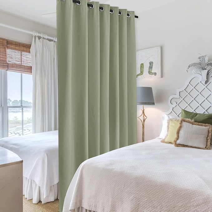 RYB HOME Privacy Curtain for Sliding Glass Door Basement Bedroom Closet | Light - Image 4