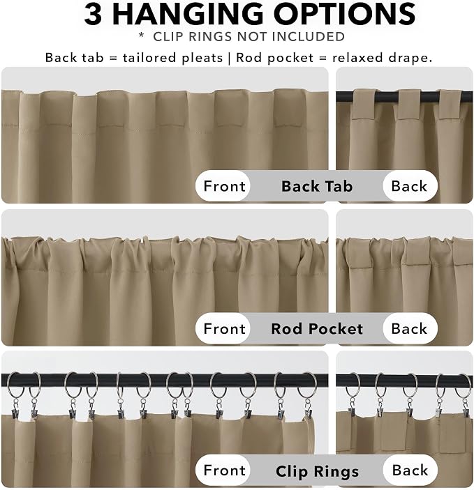 Deconovo Blackout Curtains for Bedroom 108 Inches Long | Back Tab and Rod - Image 2