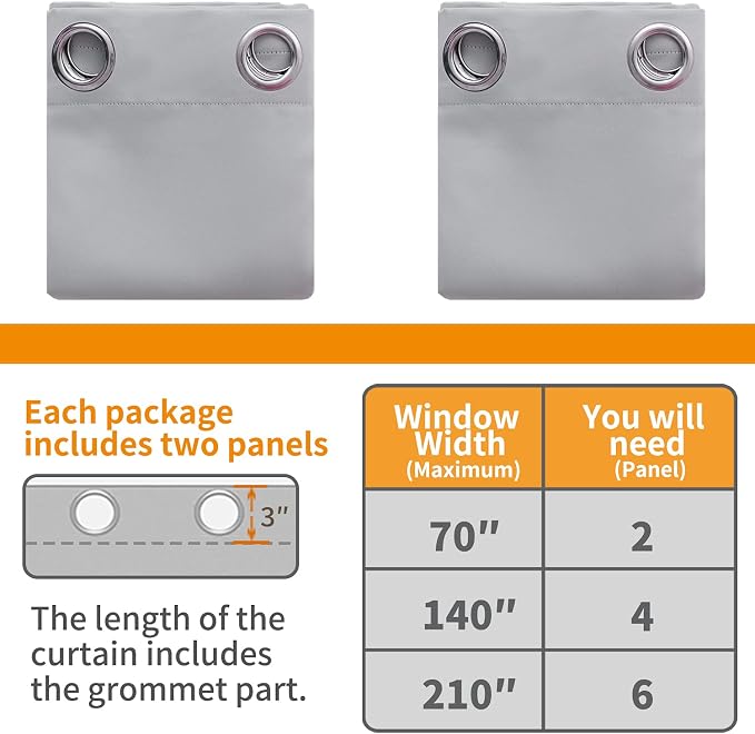 YoungsTex 100% Blackout Curtains 63 Inch Length, Thermal Insulated Drapes - Image 6
