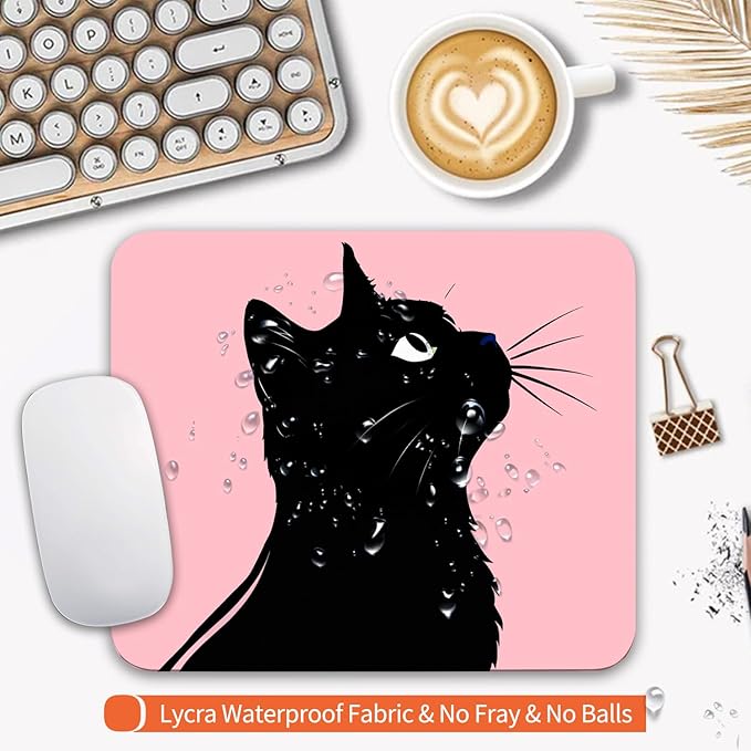 Armanza Square Mouse Pad Cat,Personalized Premium-Textured Custom Mouse Mat Design,Washable Mousepad Lycra Cloth,Non-Slip Rubber Base Computer Mouse Pads for Wireless Mouse