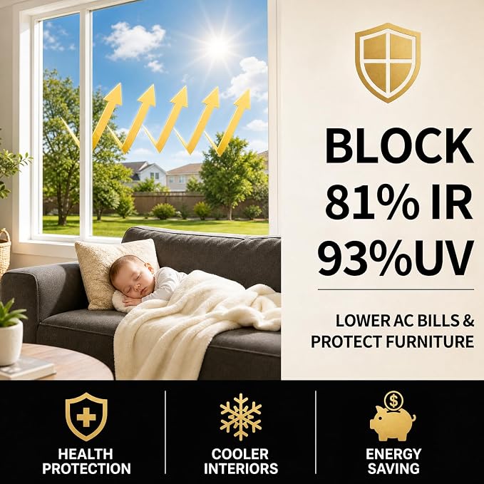 Window Privacy Film One Way Daytime Mirror Tint Treatments UV Heat Control - Image 3
