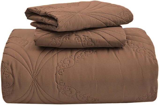 Kingnex Oversized King Bedspreads 128x120 Ultrasonic Quilted Coffee | Extra - Image 6