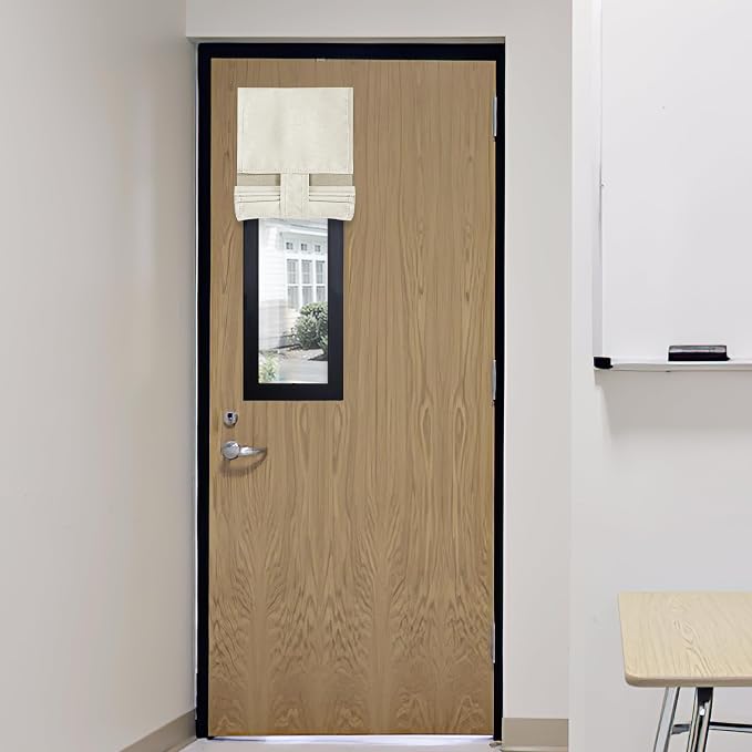 RYB HOME Classroom Door Window Cover, 100% Blackout Lockdown Shades | Linen by RYBHOME