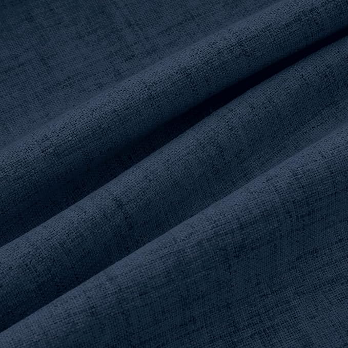 MIULEE 100% Blackout Linen Curtains 42 x 72 Inch Midnight Blue 2 Panels | - Image 9