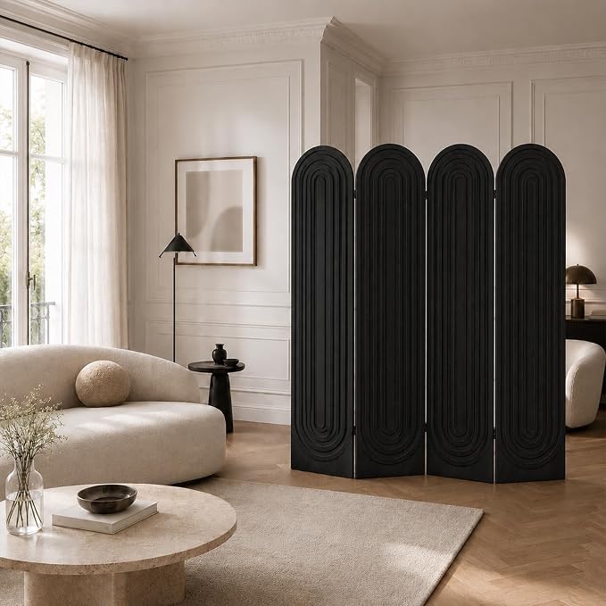 Wood Room Divider Panel, Folding Privacy Screen 4 Panel, Separators Divider - Image 9