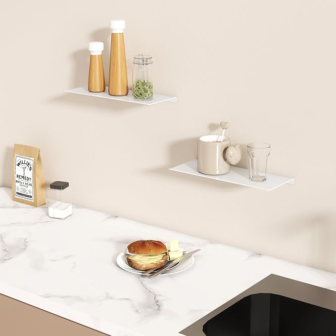MKO 12" Floating Shelves for Wall, Small Metal Wall Mounted Shelf for Bathroom - Image 7