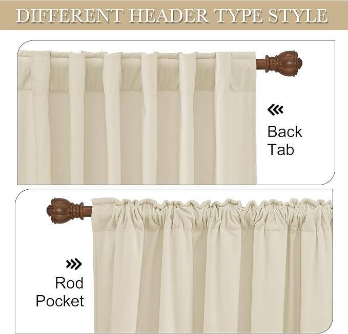 RYB HOME Beige Velvet Curtains 90 inches - Image 5