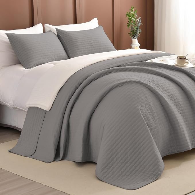 Lady Ann Gray Oversized King Bedspread 120x120 by LadyAnn