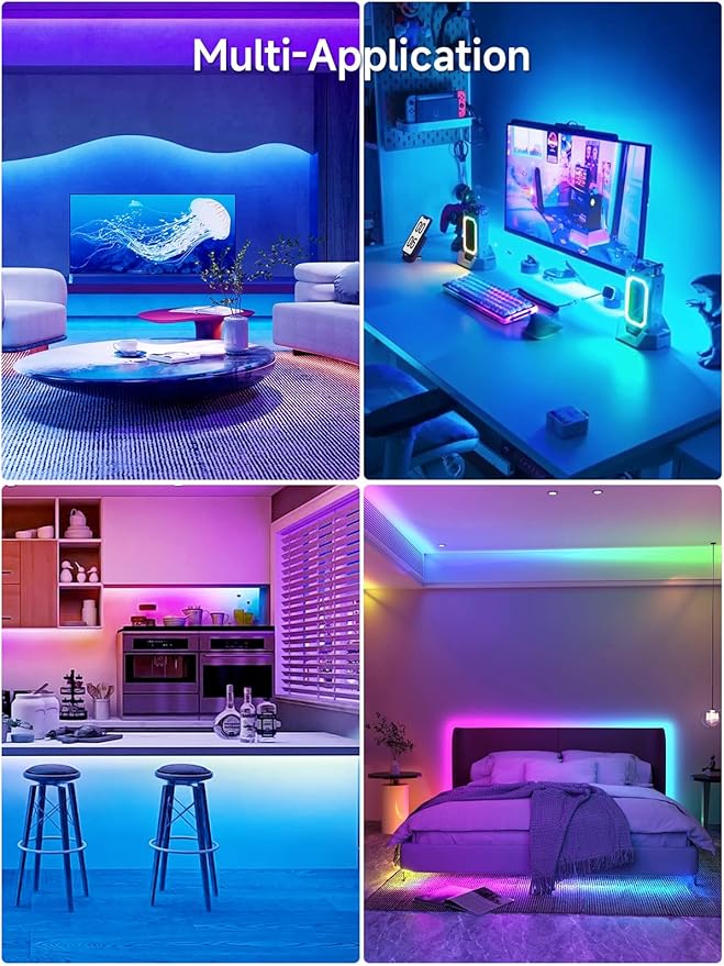 KANTUTOE TV LED Lights, 13.1ft LED Lights for 43-65in TVs, RGB TV Backlight Behind with Music Sync Bluetooth APP and Remote Control Strip Light USB Powered for Bedroom Gaming Room Decor