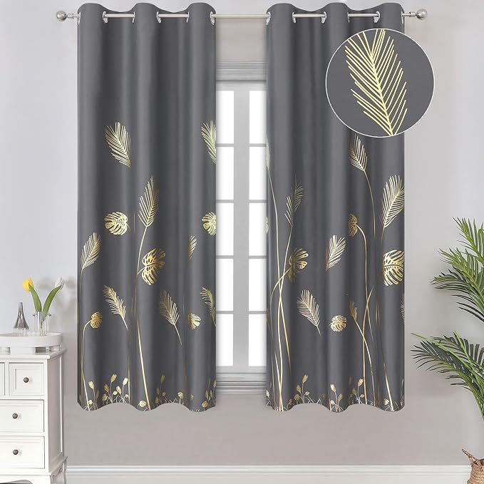 Dark Grey Blackout Curtains Energy Saving Light Blocking Curtains by ESTELARTEXTILER