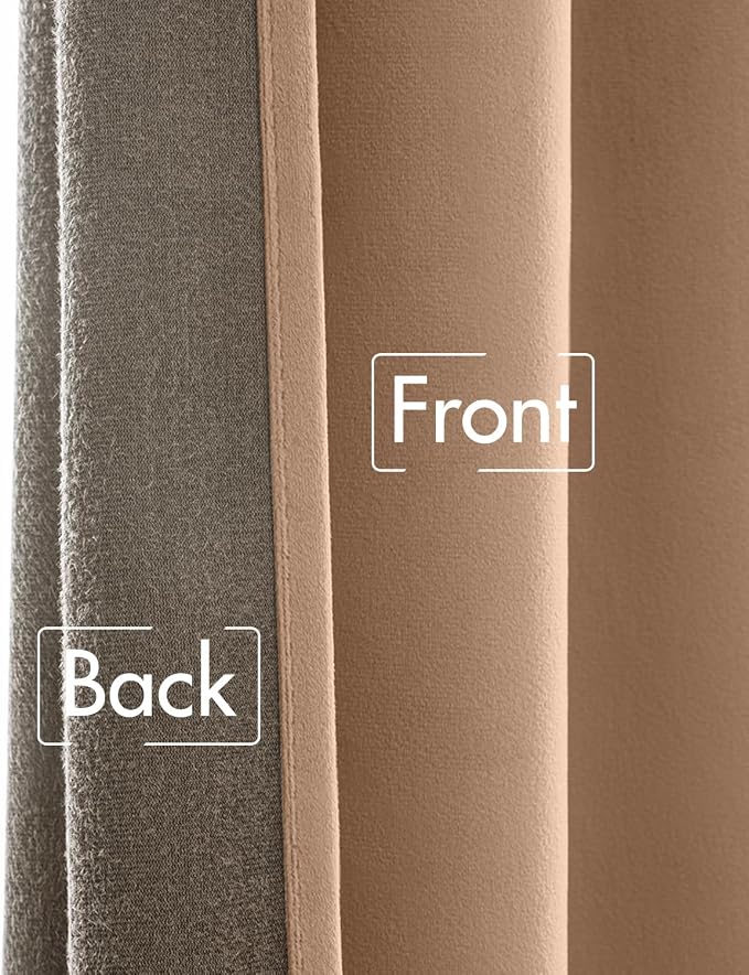 MIULEE Blush Beige Velvet Pinch Pleat Blackout Curtains W52 X L90 Inches | 2 - Image 7