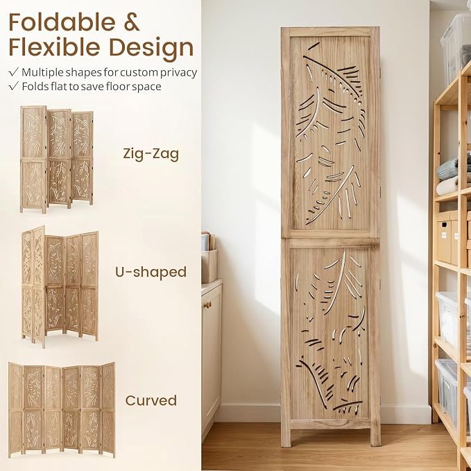 GIANTEX 6 Panel Boho Room Divider - Image 7