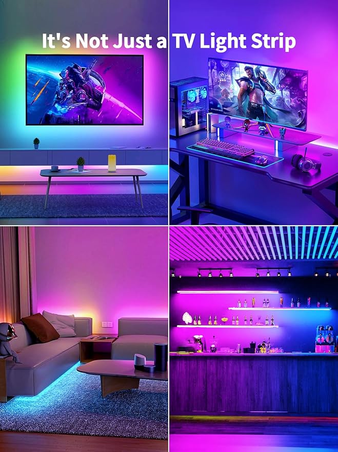 KANTUTOE TV LED Backlight, 9.84ft LED Lights for 32-43in TV, RGB TV Lights Behind with Music Sync Bluetooth APP and Remote Control Strip Light USB Powered for Bedroom Home Decor