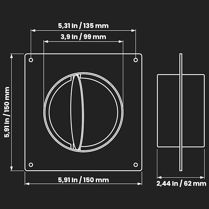 Repa Market 4 Inch Duct Connector Flange with Backdraft Damper – ABS Plastic Round Male Fit Vent Pipe Adapter – Wall Plate HVAC Exhaust & Intake Coupling – for Ventilation and Cooling Systems