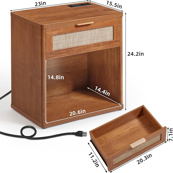LEYAOYAO Rattan 23" Nightstands Set of 2 - Image 3