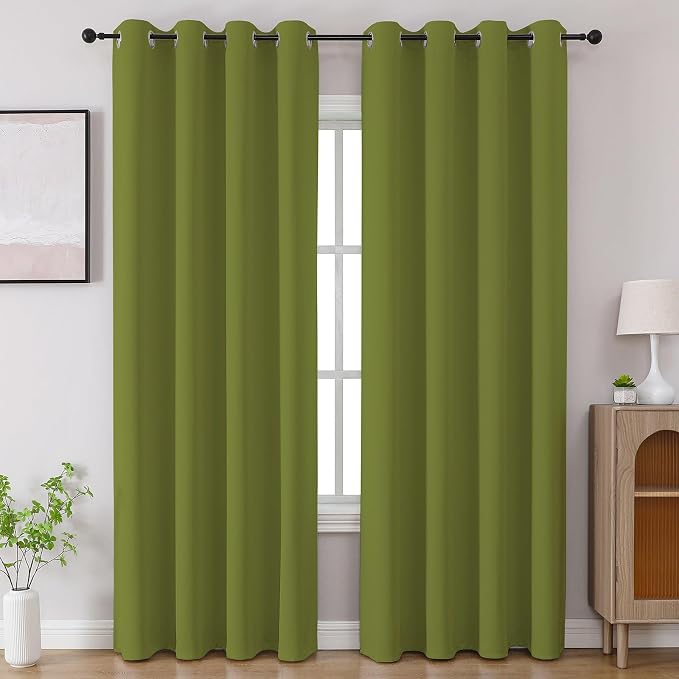 CUCRAF Green Blackout Curtains 84 inch Length 2 Panels Set, Room Darkening by CUCRAF