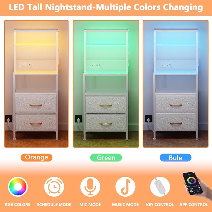 White Nightstand, Tall Night Stand - Image 4