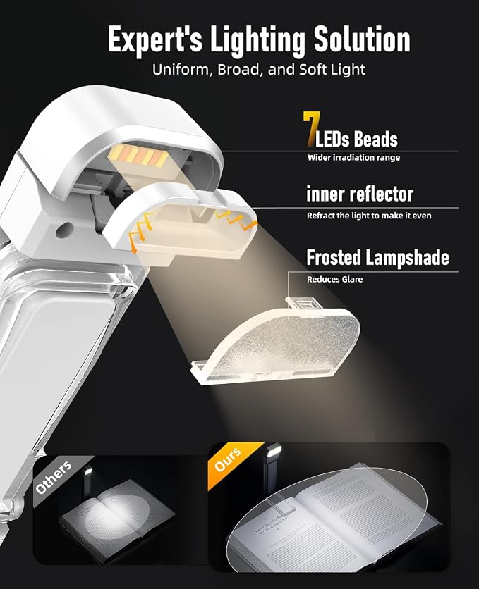Book Reading Light, 2 Pack Silent Touch Books Lamp - Image 4