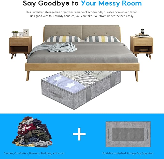 Onlyeasy Underbed Storage Bags Organizer, 4 Pack Large Capacity Under Bed - Image 6