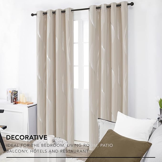 Deconovo Curtains for Living Room, Pattern Blackout Curtains 72 Inches Long | - Image 4