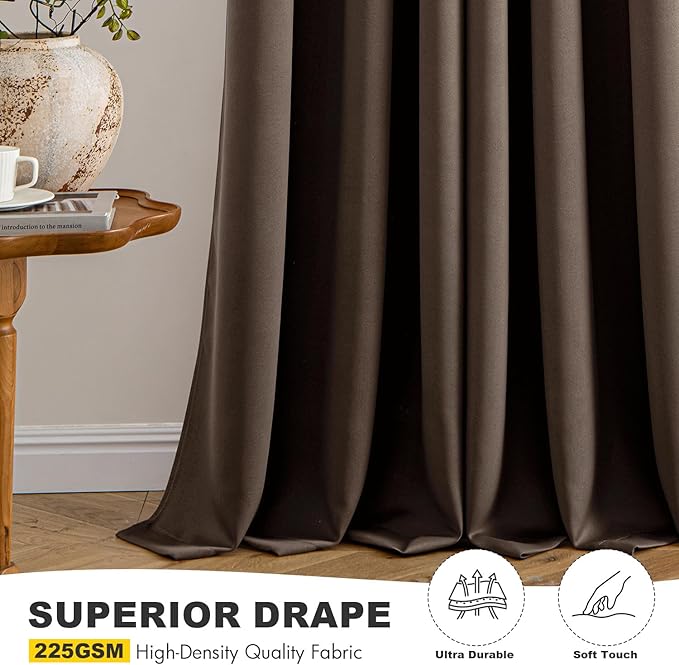 MIULEE Blackout Curtains for Bedroom 2 Panels 40"x54" Long Chocolate Brown | - Image 5