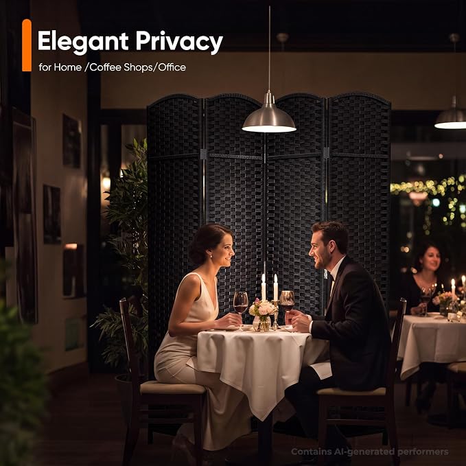 Outdoor Privacy Screen 4-Panel Folding Room Divider Space Partition | 67"H 64"W - Image 10