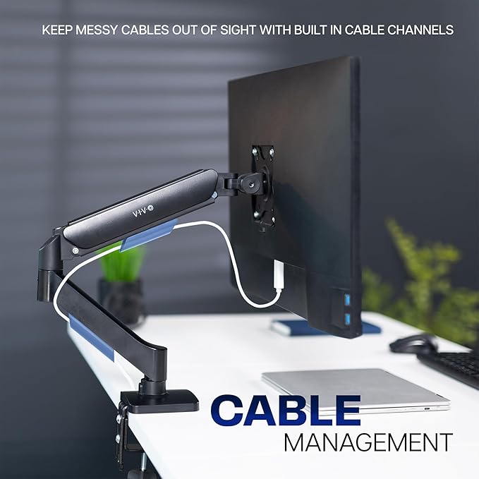 VIVO Single 17 to 32 inch Monitor Height Adjustable Counterbalance Mechanical Arm Desk Stand, Classic, Universal VESA Mount, STAND-V001O