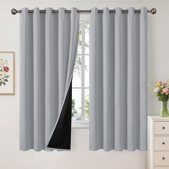 YoungsTex Light Grey 100% Blackout Curtains by YoungsTex