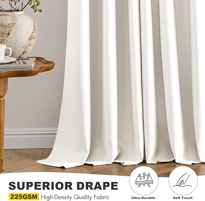 MIULEE Blackout Curtains for Bedroom 2 Panels 40 x 54 Inch Long Ivory | Thermal - Image 5