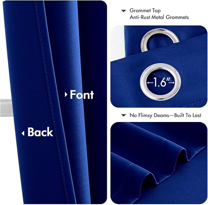 MIULEE Blackout Curtains for Bedroom 2 Panels 40 x 54 Inch Long Royal Blue | - Image 4