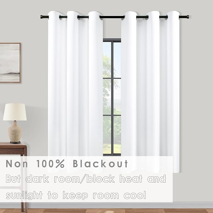 KOUFALL White Short Curtains for Small Bathroom Window, 2 Panel Sets Kitchen - Image 3