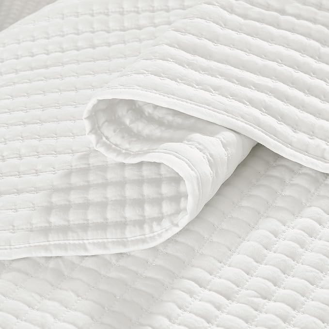 White Quilt Set Queen Size-Lightweight Bedspreads Queen Quilts Bedding Set | - Image 4