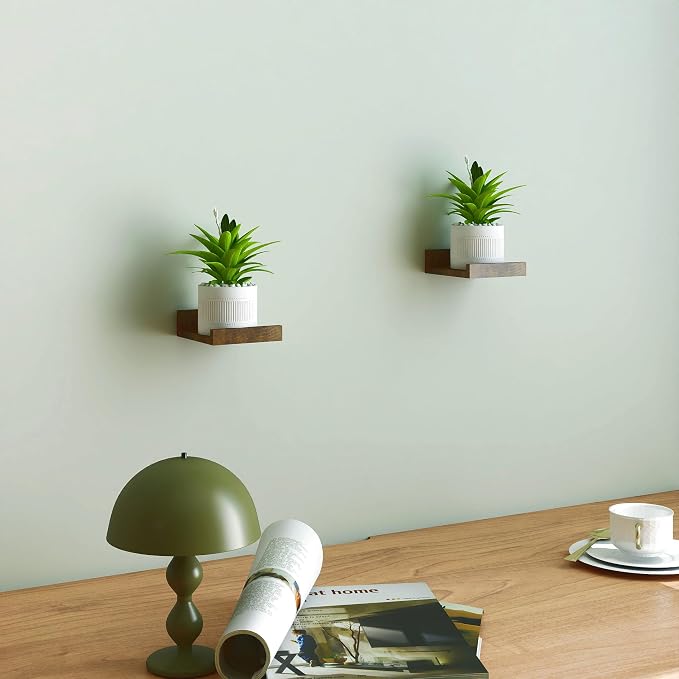 Small Brown Floating Shelves for Wall, Shelf - Image 2