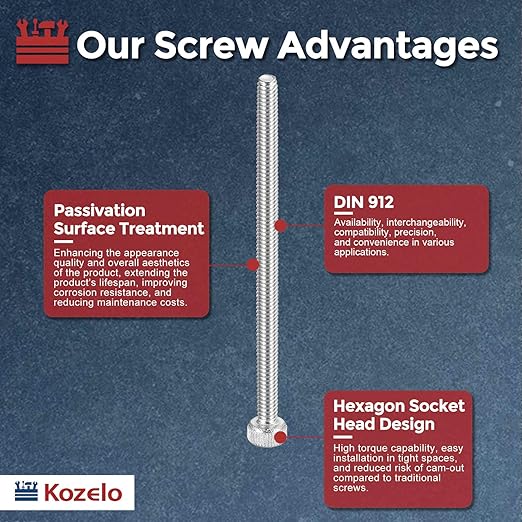 Kozelo 30pcs Socket Head Cap Screws - [M2-0.4 x 32mm] 304 Stainless Steel Allen Socket Drive for Electrical Motor 3D Printing Fan Engine Replacement Use, Silver