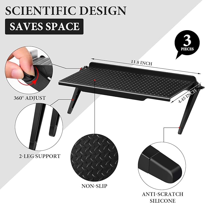 Jetec 3 Pieces Screen Top Shelf TV Top Storage Bracket 2-leg Adjustable Monitor Shelf for Cellphone Stand Media Boxes Router Game Console and Home Decoration Supplies(11.81 x 4.72 Inches)