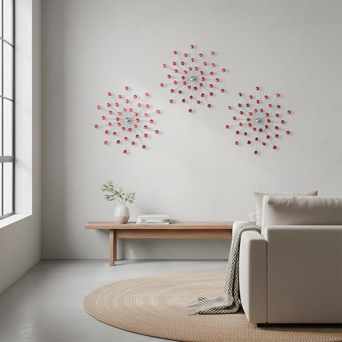 ZEXUIRU 3 Set Silver Starburst Wall Art - Image 5